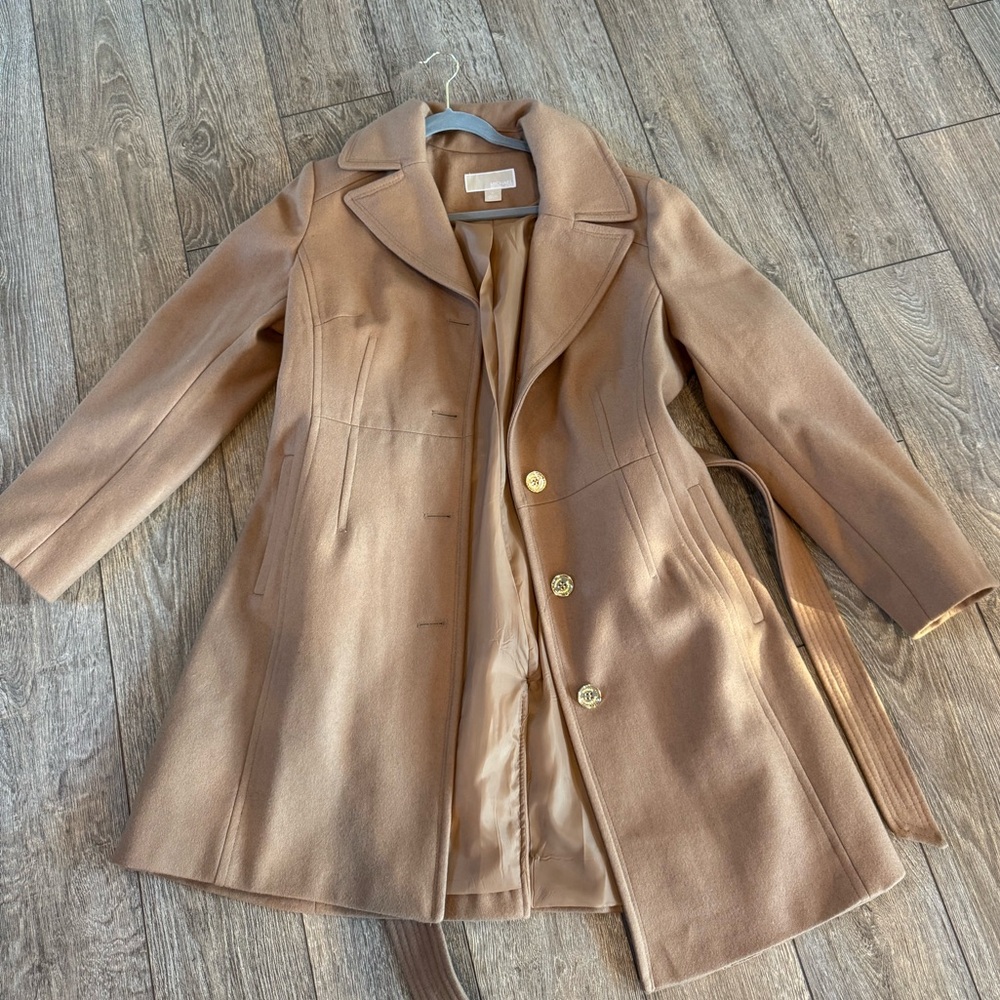 Michael Kors Camel Wool Blend Trench Coat